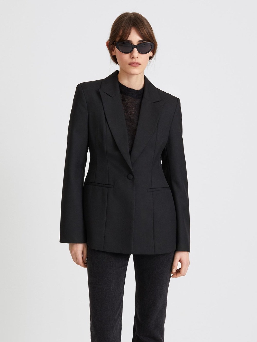 Womens Stylein Black Single-Button Tailored Bovino Blazer